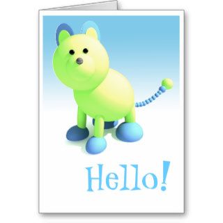 Round Cat "Hello" greeting card