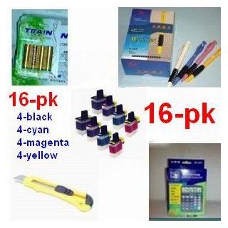 A great deal, 16 pack Brother Compatible lc 41 LC41 16 pk (4 Black/4 Cyan/4 Magenta/4 Yellow) Ink Cartridge Value Pack   Brother MFC + (1) 12 digit solar calculator + 5 ball pen + (1) cutter, snap off, + 4 pk AA batteries, great ValueFor Brother All 