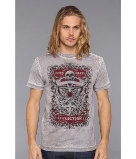 Affliction Sorrow 50 50 S S Crew Neck Tee Grey Tee Stain Burnout