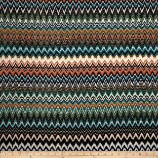 Stretch ITY Jersey Abstract Chevron Teal/Lime Fabric