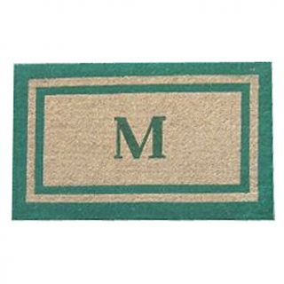 Monogrammed Double Border Outdoor Mat, 18 x 30in   Green