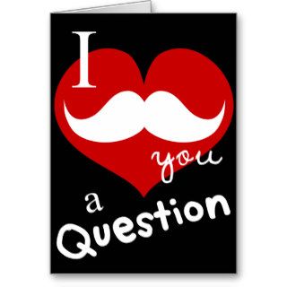 Funny Valentines mustache love black red Card