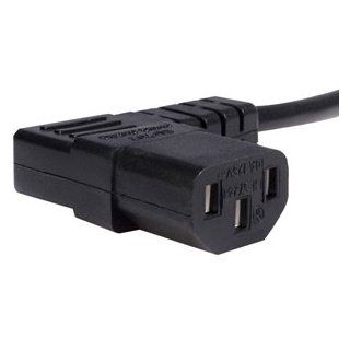 StarTech Right Angle Standard Computer Power Cord. 10FT PC POWER CORD PLUG 5 15P TO RIGHT ANGLE C13 POWER EXTENSION PWRCBL. 125V AC   10A   10ft Electronics