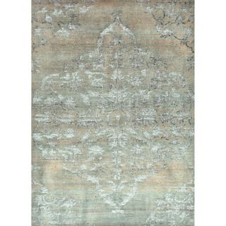 Hand knotted Transitional Tone On Tone Pattern Blue Rug (8 X 11)