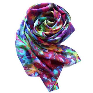 vivid abstract print artistic silk scarf by ramzi musa