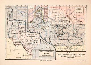 1891 Lithograph Antique Map 1840 1850 Territory Boundary Map Texas Maine Oregon   Original Lithograph   Lithographic Prints