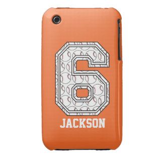Personalized Baseball Number 6 iPhone 3 Case Mate Cases