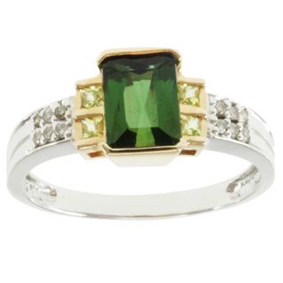 Michael Valitutti 14k Two tone Gold Green and Canary Tourmaline and Diamond Ring Michael Valitutti Gemstone Rings
