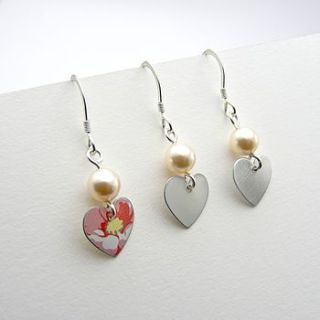 small heart and pearl earrings by kate hamilton hunter studio