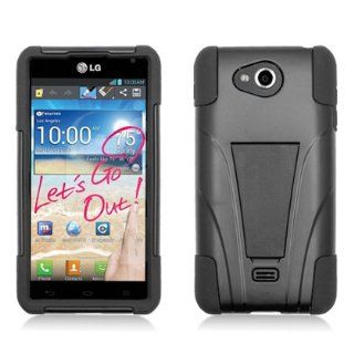 [SlickGears] LG Spirit 4G MS870 Black Heavy Duty Armor Kickstand Case + Premium Screen Protector (MetroPCS) Cell Phones & Accessories