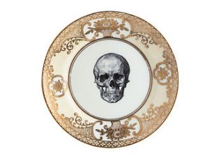 upcycled skull design gold side plate by melody rose