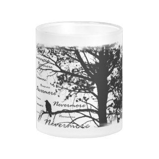 Black & White Nevermore Raven Silhouette Tree Coffee Mug