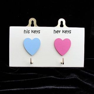 personalised his & her key hooks by siop gardd