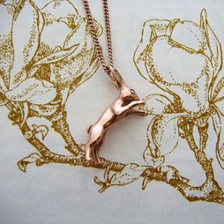 gold boxing hare necklace by heather scott jewellery