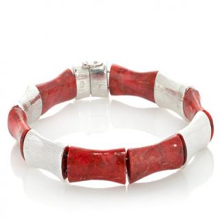 Jay King Bamboo Red Coral Sterling Silver Bracelet