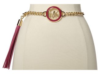 MICHAEL Michael Kors Chain Belt w/ Enamel Metal MK Logo Womens Belts (Pink)