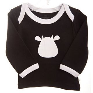 black organic long sleeve top with cow applique by mittymoos