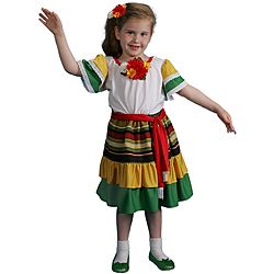 Dress Up America Dress Up America Kids 4 piece Mexican Dancer Costume Multi Size Small