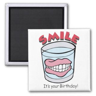 Smile It's Your Birthday ~ False Teeth In Glass Magnets