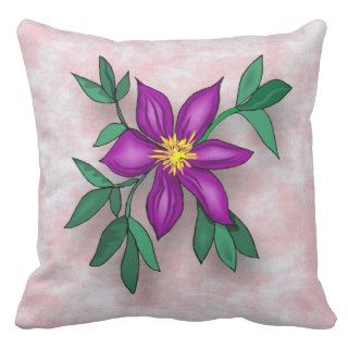 Purple Flower on Pink Textured Background Throw Pillow