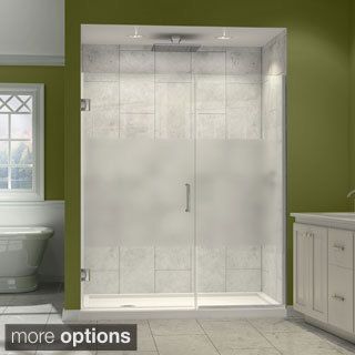 Dreamline Unidoor Plus 72 In. H X 39   40 In. W Frameless Hinged Shower Door, Half Frosted Glass