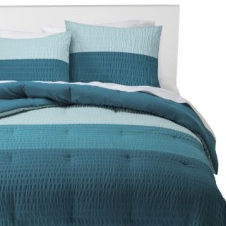Room Essentials Textured Colorblock Comforter Set   Blue (Twin Extra Long)