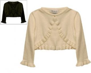 Bonnie Jean Girls PLUS Size IVORY KNIT RUFFLE BOLERO Sweater/Shrug/Jacket   XLarge (20.5) Cardigan Sweaters Clothing