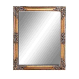 Beveled Mirror With Dull Gold Polish And Weathered Accent