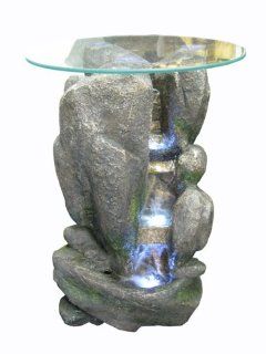Rock Stone with Glass Top Waterfall Indoor / Outdoor Water Fountain with L.e.d Lights Patio, Lawn & Garden