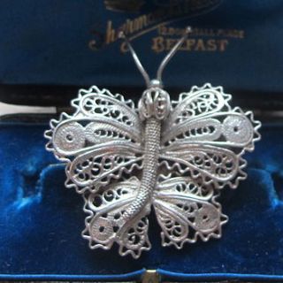 vintage filigree silvertone butterfly brooch by ava mae designs