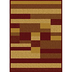 Contemporary Red/ Gold Heat Set Rug (78 X 104)