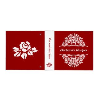 White, red rose motif  & ribbons recipe binder