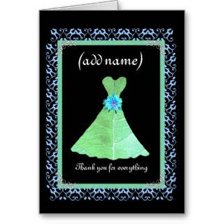 BRIDESMAID Wedding Thank You   Mint Green Gown Card