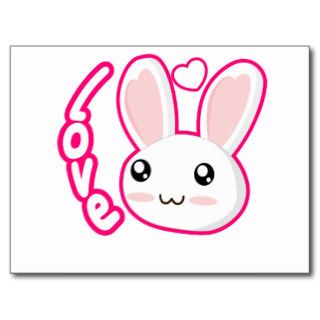 Bunny Love   Rabbit Bunnies Chibi Cute Post Cards