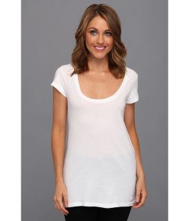 Allen Basic Cap Sleeve Scoop Neck Tee Womens T Shirt (White)