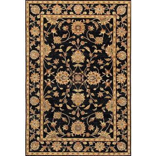 Hand knotted Ziegler Black Vegetable Dyes Wool Rug (6 X 9)