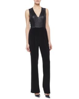 Womens Metallic Combo Wide Leg Jumpsuit   Phoebe by Kay Unger