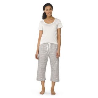 Gilligan & OMalley Womens Tee Shirt/Crop Pajama Set   Almond Cream/Grey XXL