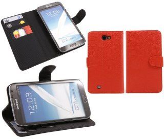 iTALKonline RED Advanced Executive Book Wallet Case Cover Skin Cover with Credit / Business Card Holder and Horizontal Viewing Stand For Samsung N7100 Galaxy Note 2 Cell Phones & Accessories