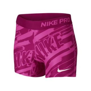 Nike Pro 3 Core Compression Graphic Girls Shorts   Hyper Pink