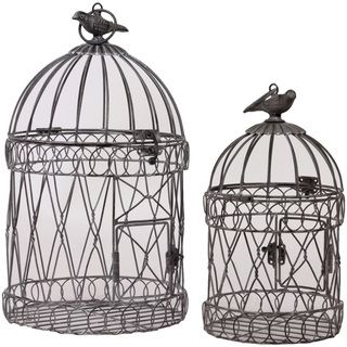 Urban Trends Collection Round Metal Bird Cages (set Of 2)