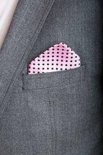 pink polka dot silk handkerchief by louie thomas menswear