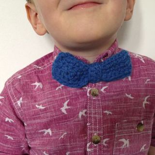 crochet bow tie brooch by reddandbrown