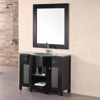 Design Element Design Element Catherine Tempered Glass Wood Bathroom Vanity Set Black Size Single Vanities