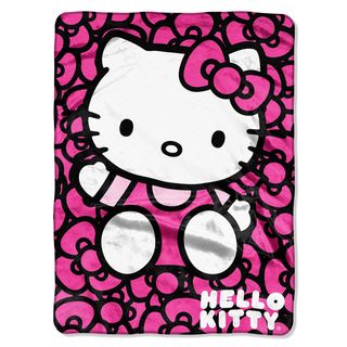 Northwest Company Hello Kitty Lots Of Bows Royal Plush Raschel Throw Blanket Pink Size Twin
