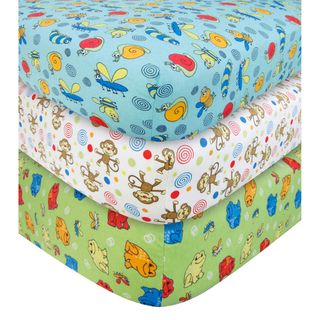 Trend Lab Critters Flannel Fitted Crib Sheet Set (Pack of 3) Trend Lab Baby Bed Sheets