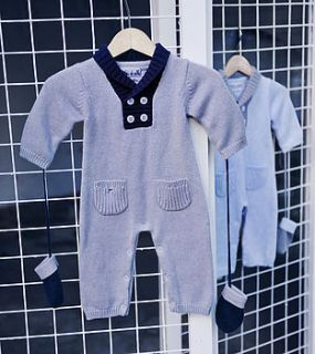 french design baby boy knitted romper outfit by chateau de sable