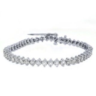 14k White Gold 7.18 Carat Round Diamond Tennis Bracelet Jewelry