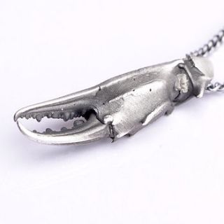 silver crab claw pendant by james newman jewellery