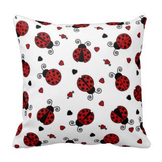 Cute Ladybug and Hearts Pattern Pillows